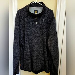 Browning Black and Gray Marled Button Collar Big and Tall Size 2X Long Sleeve